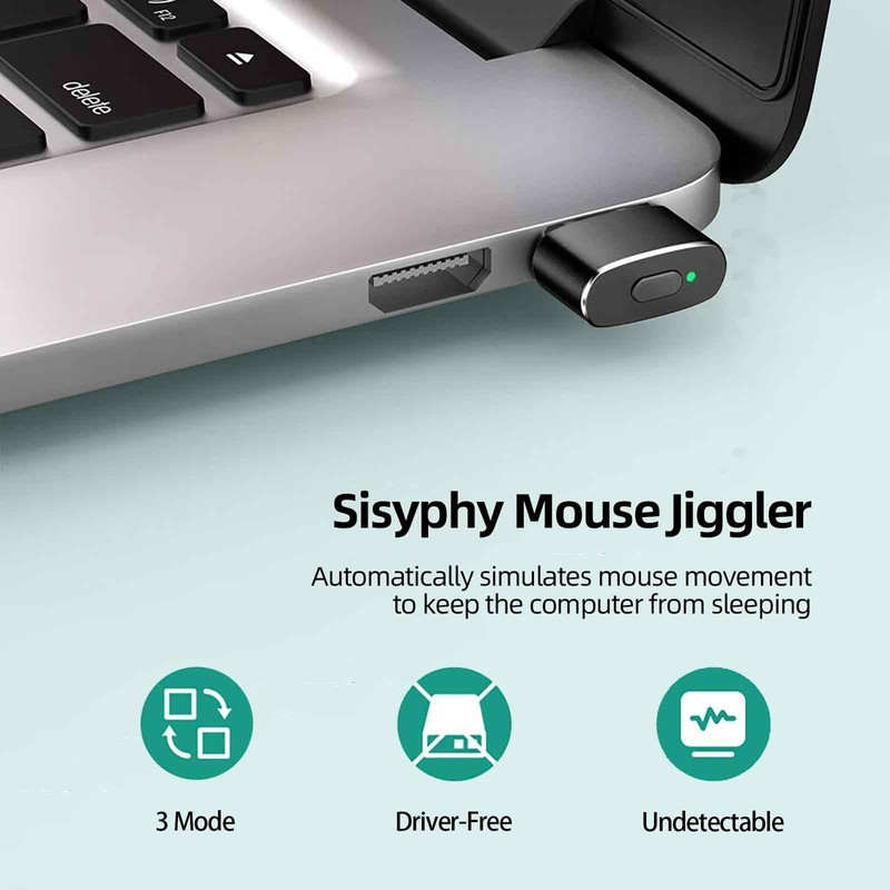 Sisyphy Mouse Jiggler USB A Port, Undetectable Mouse Emulator Auto