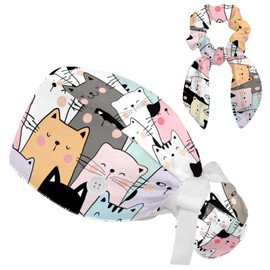 Gorras de trabajo con botón de pelo largo, lindo oso de dibujos animados volando en cohete, soporte para cola de caballo para mujer, multicolor, (Multicolor 04), Cap top diameter 18cm-7in