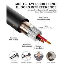 Foboiu XLR Cables 9ft 2 Pack XLR to XLR Microphone Cable Gold-Plated Connectors Male to Female XLR Cable 3-pin Balanced Shielded Mic Speaker Cable, Metal Spring SR, Black