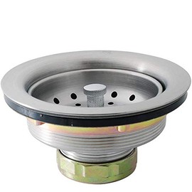 KONE 3-1/2 Inch Kitchen Sink Drain Assembly with Strainer Basket/Drain Stopper, All Stainless Steel Sink Drain Kit Durable and Rustproof