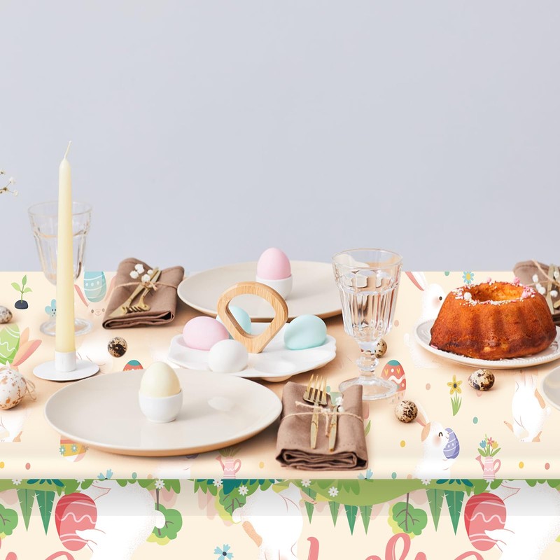 2pcs Easter Tablecloth, 107.87x53.94 Inch Plastic Easter Party Table Cloth