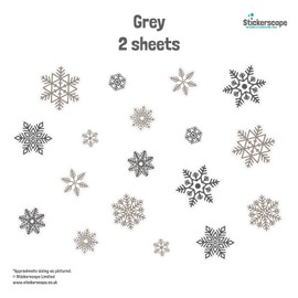 Stickerscape Snowflake Christmas Window Stickers (Grey Snowflakes - 2 Sheets) | Christmas Window Decorations to Create a Winter Themed Display | Reusable, Re-positionable and Cleanly Removable