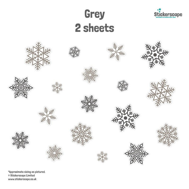 Stickerscape Snowflake Christmas Window Stickers (Grey Snowflakes - 2 Sheets)