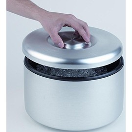APS Eisbox - Aluminium Eisbehälter mit herausnehmbarem Innenbehälter für 150 Eiswürfel - Abmessungen: 18,5 x 18,5 cm, Höhe: 20 cm, Volumen: 3 Ltr.
