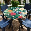 Eiuflka Round Fitted Tablecloth with Elastic Tropical Palm Leaves Outdoor