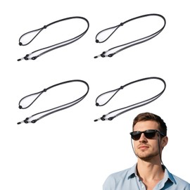 SDKZBFC 4 PCS Glasses Strap,Black Adjustable Fashionable Non Slip Sunglasses Chain Eyeglass Cord, Sport Sunglass String, Glasses Cold for Men Women