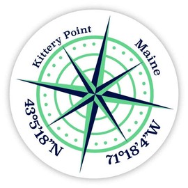 Kittery Point Maine 2-Inch Vinyl Decal Sticker Latitude Longitude Compass Design