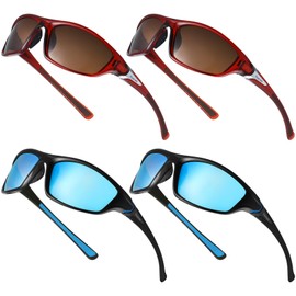 TOODOO 4 Pairs Men Polarized Sunglasses with UV Protection Driving Glasses Sports for Sport Outdoor Activities (Retro Colors)