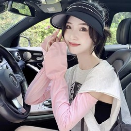 SEENFAAN Arm Cover, Women's, Summer, Cooling Arm Warmer, UV Protection Gloves, Driving, Loose Fit, Hand Cover, Breathable, Sun Protection, UV Protection, Back of Hand Cover, Sweat Absorbent, Quick