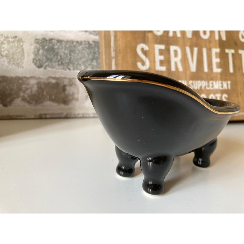MAISONICA Black Gold Soap Dish Holder Ceramic Bathroom Decor Accessory