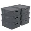 Idotry Plastic Storage Baskets with Lids, Organizer Bins, 6-Pack, Gray