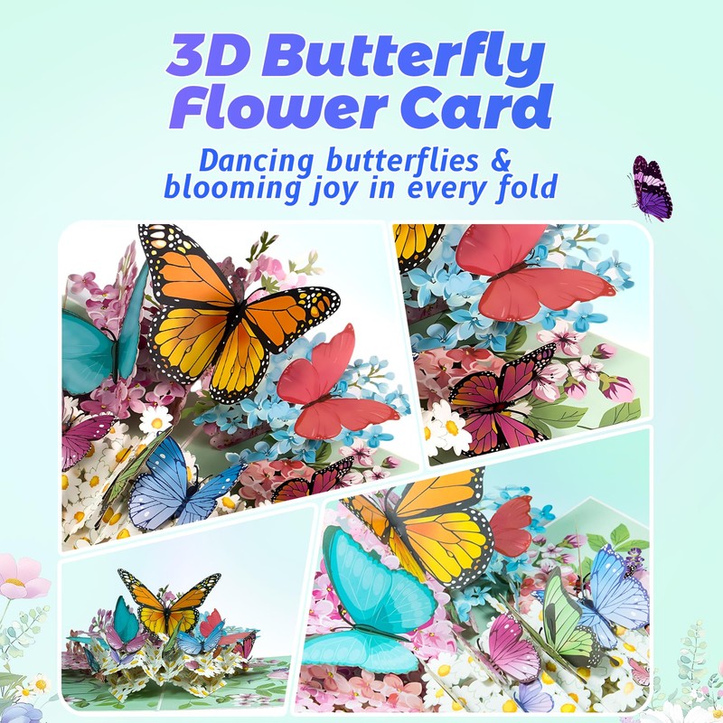 FeinKulturia Pop Up Card 3D Butterfly Greeting Card Birthday Card