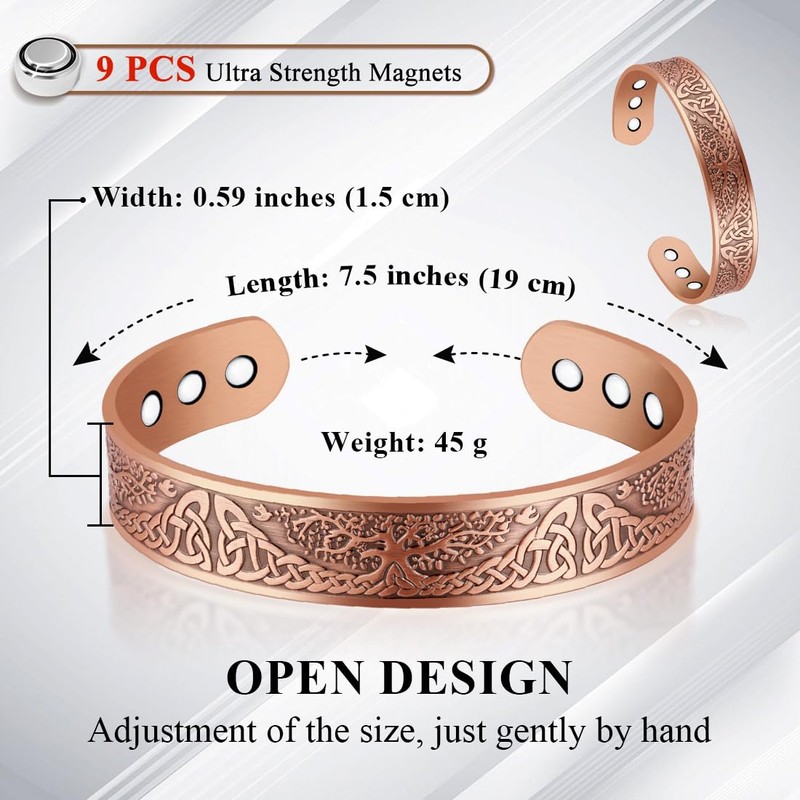 Vicmag Copper Magnetic Bracelet for Men Magnetic Bracelets 9X Ultra