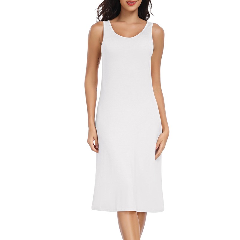 Lovasy Women's Long Full Slips,White,L