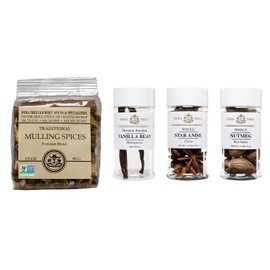 India Tree Winter Holiday Spice Gift Pack - Mulling Spices, Bourbon Vanilla Bean, Star Anise, and Nutmeg - 6.5 Ounces Total