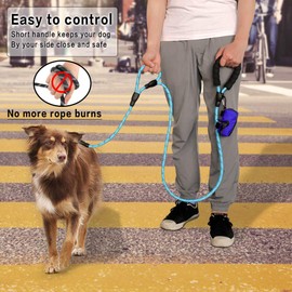 Strong Rope Dog lead 6ft Long with Two Padded Handles,Heavy Duty,Reflective Double Handle Training Dog Lead for Large Dogs or Medium Dogs,Dual Handles Leash(Blue)