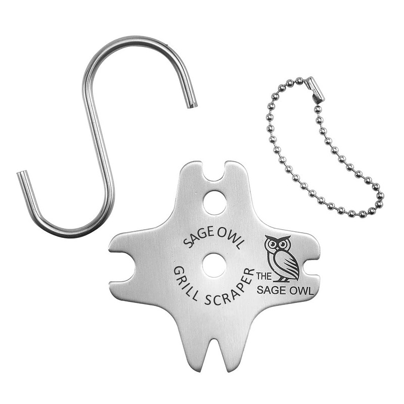 Sage Owl Bristle-Free Stainless Steel BBQ Grill Scraper – Safe