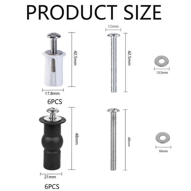 BaiBaoHui 12-Pc Universal Toilet Seat Hinge Screws Kit - Durable