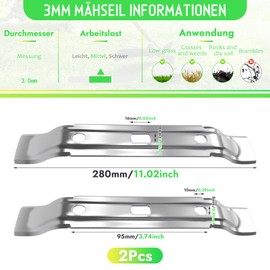 Pack of 2 Stainless Steel Mower Blades, 280 mm Robotic Lawnmower Blades Compatible with Stihl iMOW RMI 422 422P 422PC RMI422 Lawn Mower Blade Replacement Blade Robust Lawn Mower Blades Lawn Trimmer
