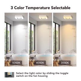 OREiN 2 in 1 Bathroom Exhaust Fan with LED Light, 100 CFM 1.5 Sones Ultra-Quiet Ventilation, 1500LM 3CCT (3000K/4000K/5000K) + 2200K Night Light, ETL & FCC Certified, Fits Ceiling Cutout 8.11" × 7.48"