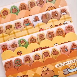 Capybara Sticky Tabs, 360 Pcs (3 Packs in 3 Designs, 8 Pads per Design, 15 Sheets per Pad), Cute Kawaii Sticky Notes for Journaling, Office, School, Planner, Memo, to-Do Lists