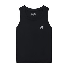 Runhit Boys Compression Tank Top Youth Athletic Quick Dry Base Layer Shirt Black M