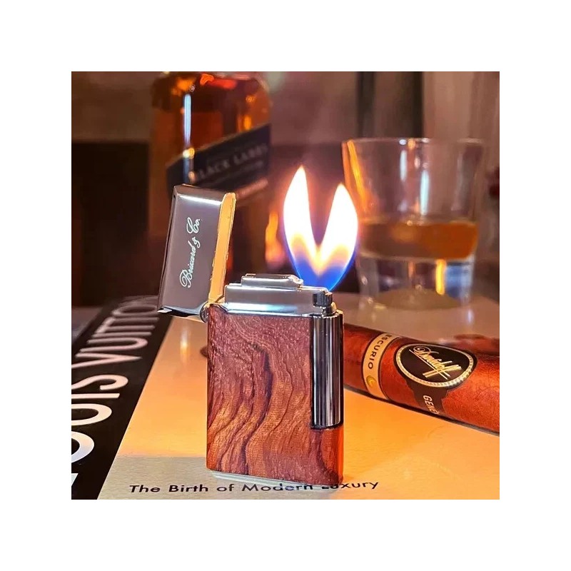 BRIZARD & CO ETERNAL DOUBLE SOFT FLAME CIGAR LIGHTER ROSEWOOD