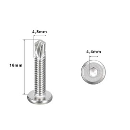 Dayalo Pack of 40 Self-Tapping Screws, Stainless Steel Flat Head Allen Screws Drilling Screws, Self Tapping Screws M5.5 x 16 mm, with Hexagon Socket Drill