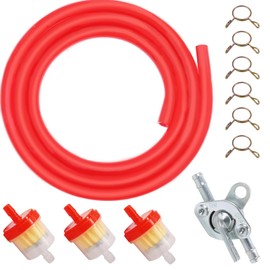 Tanbupu 3.3Ft Fuel Line with Clamps Fuel Filters Inline Shut Off Valve Petcock Set for GY6 50cc 70cc 90cc 110cc 125cc 150cc Taotao Coolster Apollo Baja ATV Dirt Pit Bike Go Kart (Red)