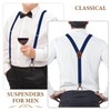 Button Suspenders for Men Y-Back 1.4 Inches Wide Leather Button