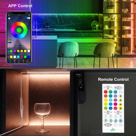 RGB Under Cabinet Lights Plug in, 3 PCS 12 Inch Under Cabinet Lighting Kit, Closet Lights with Smart APP Remote & Adapter, Dimmable Under Counter Lights for Kitchen, Shelf, Workbench, Desk, Bookcase