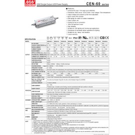 [LED Driver/CEN-60 Series/Home Use]Mean Well CEN-60-24 60W Single Output LED Power Supply(24V 2.5A)