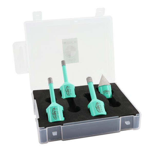 LEKOMESH Diamond Core Drill Bits Set 4pcs Tile Hole Saw
