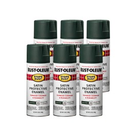 Rust-Oleum 7732830-6PK Stops Rust Spray Paint, 12 Oz, Satin Hunter Green, 6 Pack