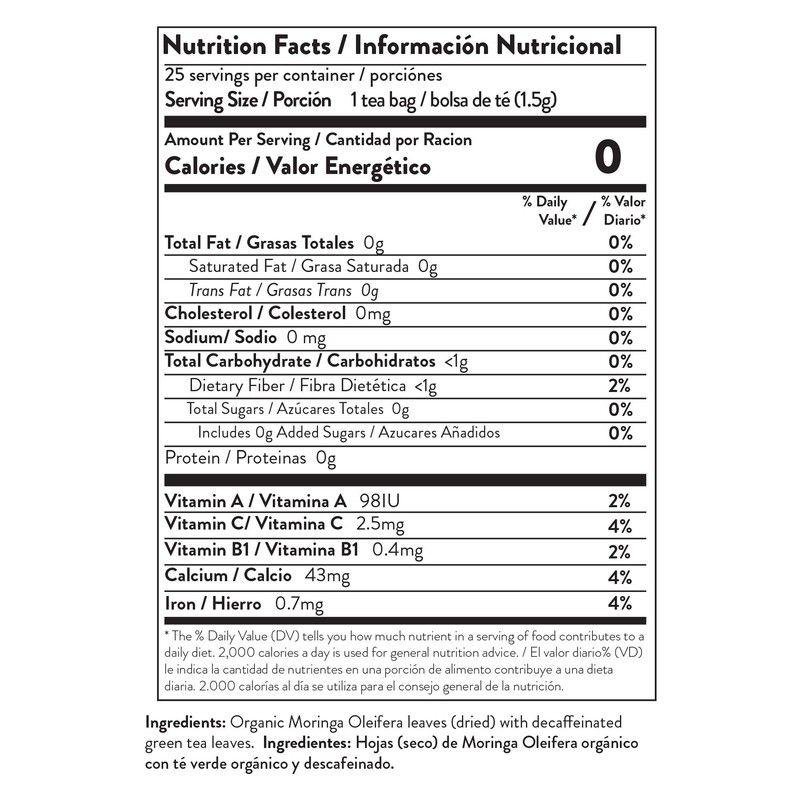 Miracle Tree - Organic Moringa Superfood Tea, 25 Individually Sealed
