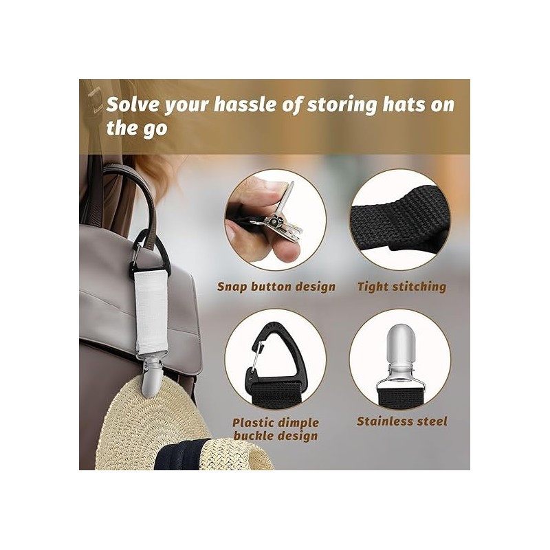 GOEDEKE 2Pcs Hat Clips for Travel on Bag, Hat Bag