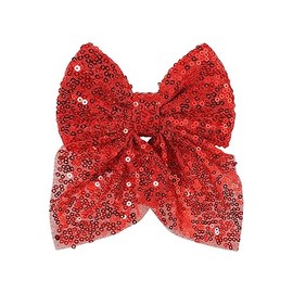 Koolgil 5 Inch Glitter Big Bow Sequins Bling Hair Clip Cheerleading Hair Bow with Alligator Clips Hair Accessories for Women Teens Girls Kids (Red)
