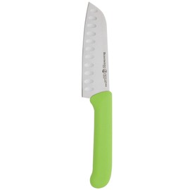 Messermeister Petite Stainless Steel Messer Kullenschliff Santoku Knife, 5 Inch, Green