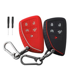 QBUC 2 Pcs for Silicone Key Fob Cover Compatible with 2022 2023 2024 Silverado GMC Sierra 1500 2500HD 3500HD for Chevy 5 Buttons Key Fob Cover