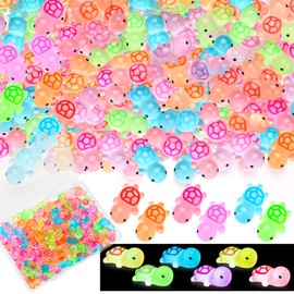 60 Pcs Resin Turtles Turtle, 6 Colors Miniature Animal Figures, Tiny Sea Turtle Animals Glow in The Dark for Garden Micro Landscaping Dollhouse Home Decor Crafts