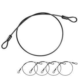 M METERXITY 5-Pack Security Cable Lock, 2FT 3mm PVC Coated Stainless Steel Luggage Lock Wire Rope with Double Loop for Travel/Gate/Bike, Cut-Resistant Braided Steel Cable [Black]