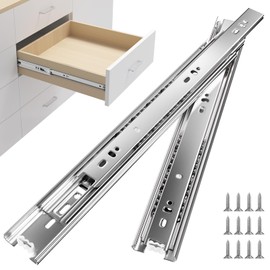 homdiy Side Mount 3 Fold Full Extension Drawer Slides 22 Inch 2 Pair Solid Ball Bearing Cabinet Tracks Heavy Duty Drawer Rails 100 LB Capacity for Kitchen Cabinet Dresser Replacement