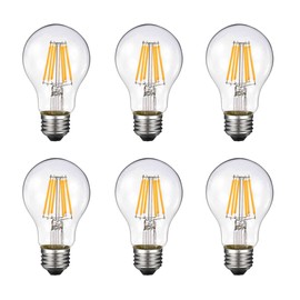 YFXRLIGHT Vintage Edison LED Bulb, Dimmable 6W A19 Antique LED Bulb, 60 Watt Equivalent for Ceiling Fan and Pendant Lighting, E26 Clear Glass Cover, Soft Warm White 2700k, 550LM, Pack of 6