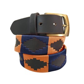 Carlos Diaz Mens Womens Premium Unisex Brown Leather Embroidered Designer Polo Belt (85 cm/ 32-34 Inches)