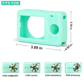 Digital Camera Silicone Case Compatible with CAMKORY/for Lecran/for VAHOIALD/for AiTechny FHD 1080P Kids Camera, Soft Lightweight Protective Sleeve Cover for Point and Shoot Cameras - Green