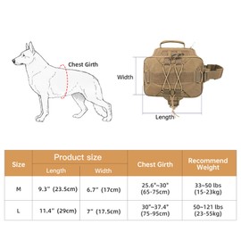 EXCELLENT ELITE SPANKER Dog Pack Hound Dog Saddle Bag Backpack for Travel Camping Hiking Medium & Large Dog with 2 Spacious Side Pockets (RGN-M)