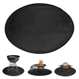 JasCherry Fire Bowl Mat, Fire Pit Mat, 3 Layers, Large, Black, Round Fire Pit Mat, Grill Mat, Heat Resistant Mat, Protection for Grill, Grass, Patio, Foldable - Diameter 61 cm #A
