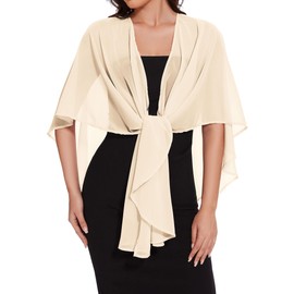 Shawls and Wraps For Evening Dresses Womens Chiffon Scarf Wedding Sheer Cover Up, Champagne
