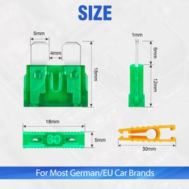 Pack of 20 30 A Standard Car Fuses, Bolatus Blade Fuse Car Fuses Car Fuses Plug Fuse Blade Fuses Set with 1 Fuse Puller