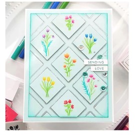 BeetirryHu Rectangle Grid Frame Metal Die Cuts, Cutting Dies, 14 x 11cm/5.51 x 4.33inch, Carbon Steel, Modern, Crafting Dies